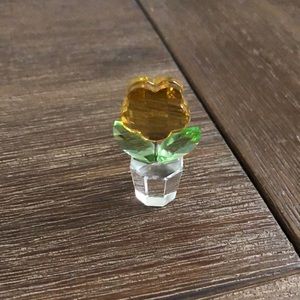 Authentic Swarovski Yellow flower with pot crystal figurine